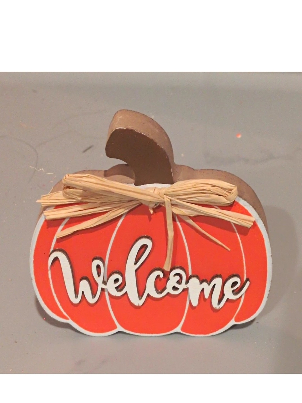 Welcome Pumpkin Table Decor - Orange Fall Sign